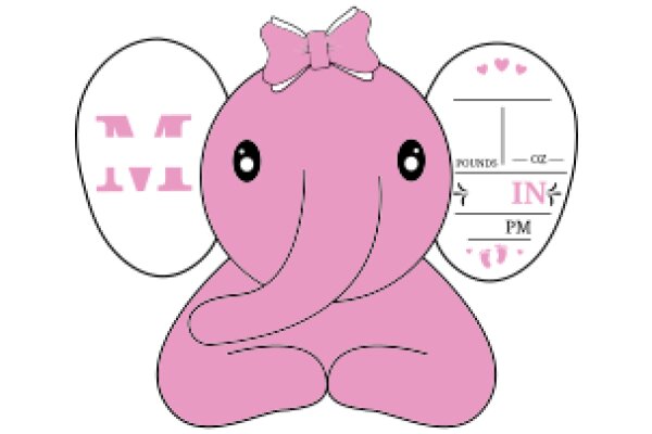 A Playful Pink Elephant with a Bow and a Sign