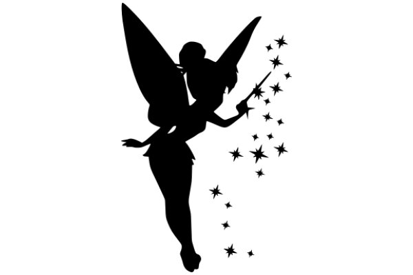 Silhouette of a Fairy with Starry Background