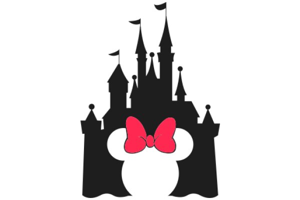 Whimsical Castle Silhouette with a Pink Bow