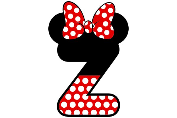 Stylized Minnie Mouse Logo with Red Polka Dots and Black Outline