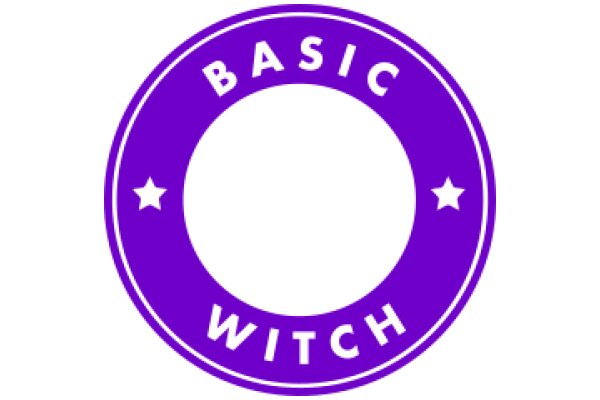 Purple Circle with White Lettering and Stars