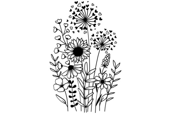 Floral Illustration: A Collection of Flowers and Plants