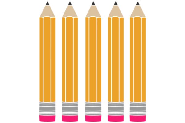 A Collection of Four Yellow Pencils with Pink Erasers