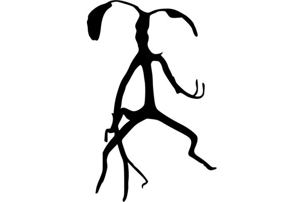 Silhouette of a Stylized Figure with Extended Arms and Curved Body