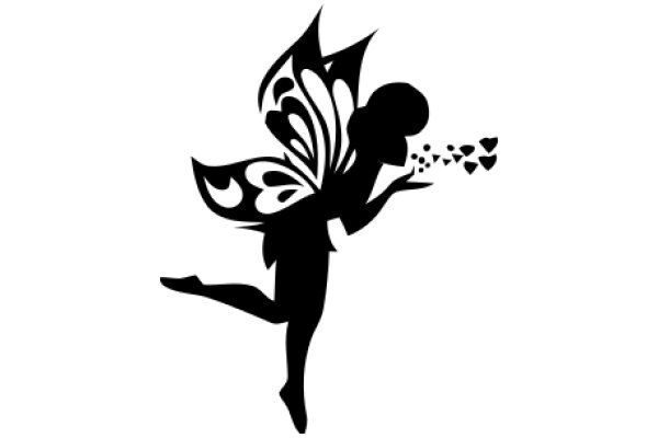 Silhouette of a Ballet Dancer with a Butterfly Silhouette in the Background