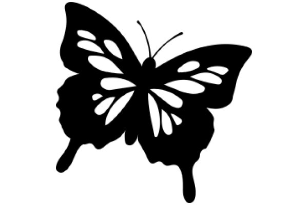 Stylized Black Silhouette of a Butterfly