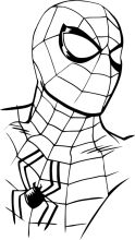 Stylized Spider-Man Mask: A Black and White Illustration