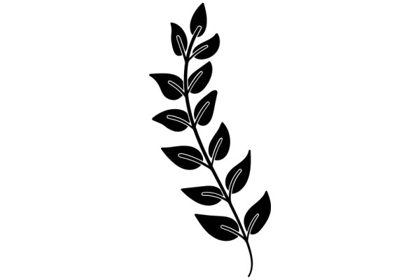 Simplistic Line Art of a Leafy Branch