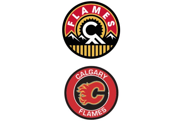 Two Team Logos: Flames and Calgary Flames