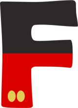 Stylized Letter F with Red and Black Design