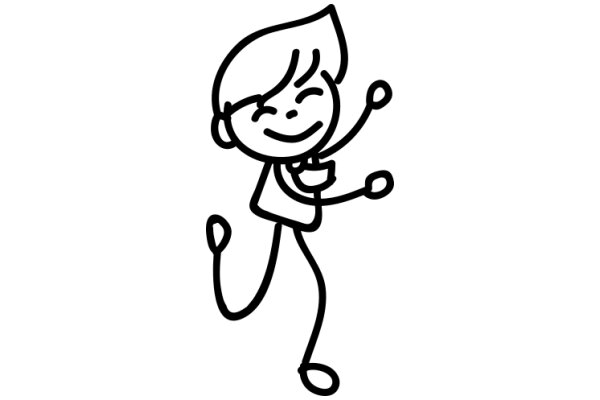 A Simple Line Drawing of a Happy Cartoon Character