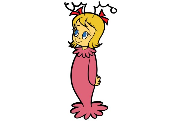 A Whimsical Cartoon Character: A Pink Mermaid with a Crown and a Tail