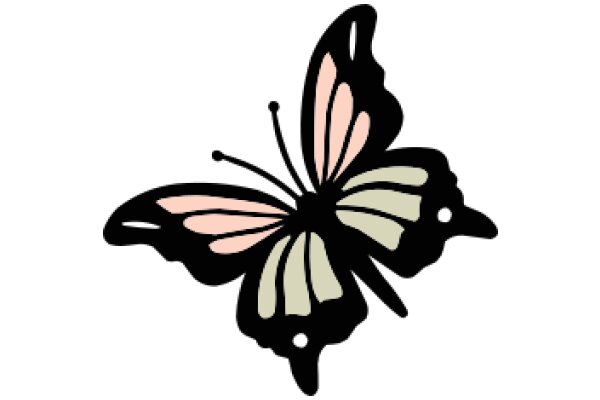 Stylized Butterfly with Pink and Beige Wings