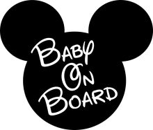 Mickey Mouse Ear with 'Baby on Board' Text