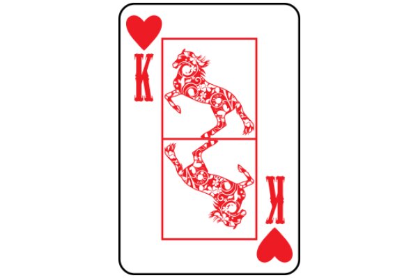 A Playful Pair: A Red Heart and a Horse-Themed Playing Card