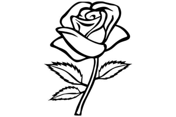 A Simple Line Drawing of a Rose