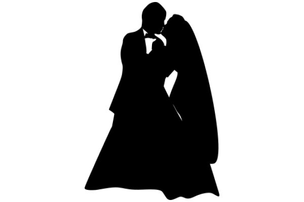 Silhouette of a Couple in a Romantic Embrace