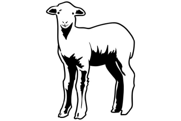 A Simple Line Drawing of a Sheep