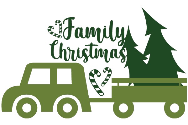 Family Christmas: A Festive Scene with a Truck and a Tree