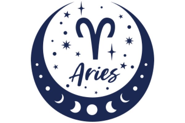 Aries Astrological Logo with Zodiac Sign and Starry Night Background