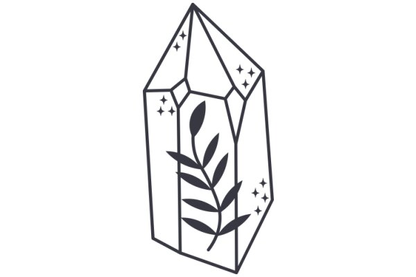 Stylized Illustration of a Gift Box with a Plant Design