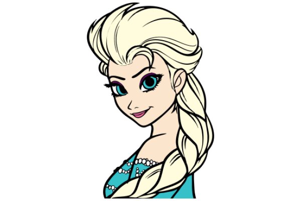 Stylized Illustration of a Female Character with Blonde Hair and Blue Eyes