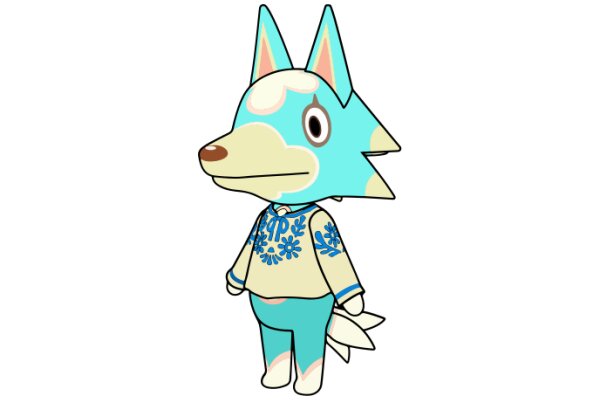 A Cute Cartoon Fox with a Blue Coat and Fluffy Ears