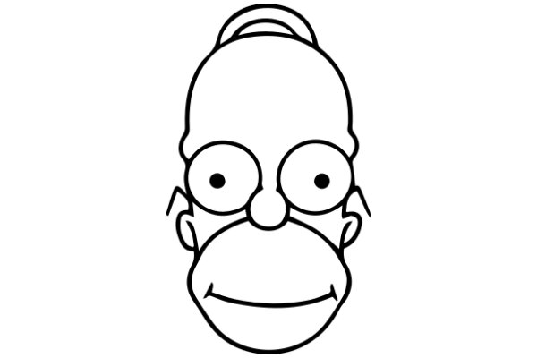 Simplistic Line Drawing of Homer Simpson's Face