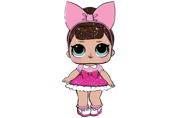 Adorable Cartoon Character with Pink Bow and Ears