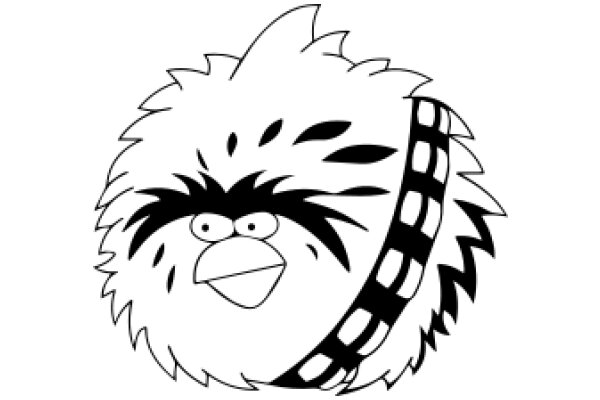 Whimsical Cartoon Character: A Fluffy, Friendly Creature with a Checkered Belt