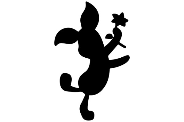 Silhouette of a Cartoon Character Holding a Flower