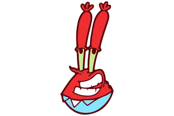 Vibrant Cartoon Character with Red Antennae and a Blue Base