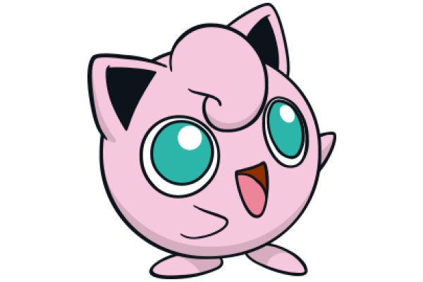 Adorable Pink Cartoon Cat with Blue Eyes and a Tongue Sticking Out