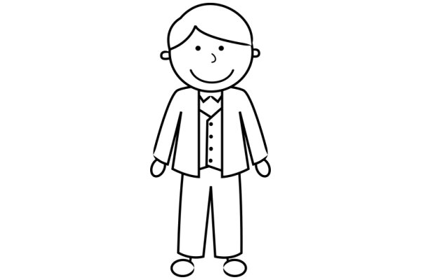 A Simple Line Drawing of a Smiling Cartoon Character