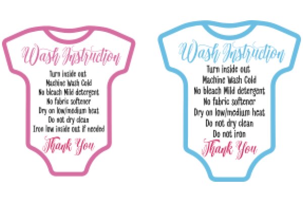 Two Pink and Blue Wash Instruction Signs