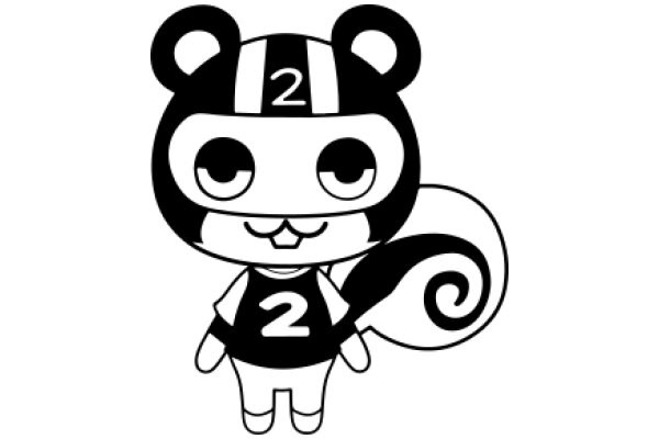 Stylish Cartoon Character: A Charming Bear with a Unique Number 2 Jersey