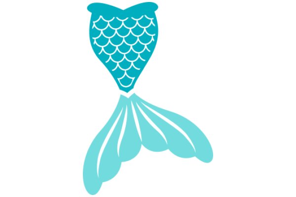 Stylized Blue Mermaid Tail with Scalloped Edges