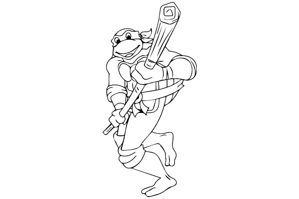 Leonardo from Teenage Mutant Ninja Turtles: A Line Art Illustration