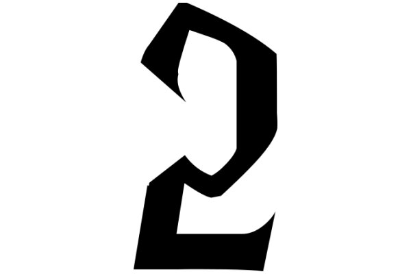 Stylized Black Letter '2' with a Curved Design