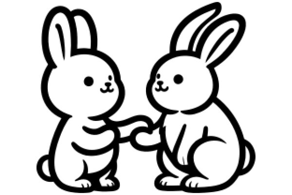 Friendly Faces: A Illustration of Two Bunny-like Creatures Sharing a Hug