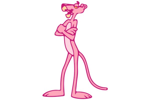 Pink Cartoon Character with a Surprised Expression