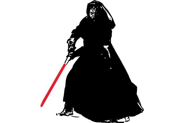 A Silhouette of a Figure Wielding a Red Light Saber