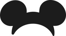 Simplistic Black and White Mickey Mouse Ear Icon