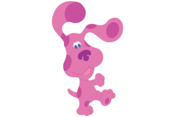 Vibrant Pink Cartoon Dog with Big Ears and a Smile