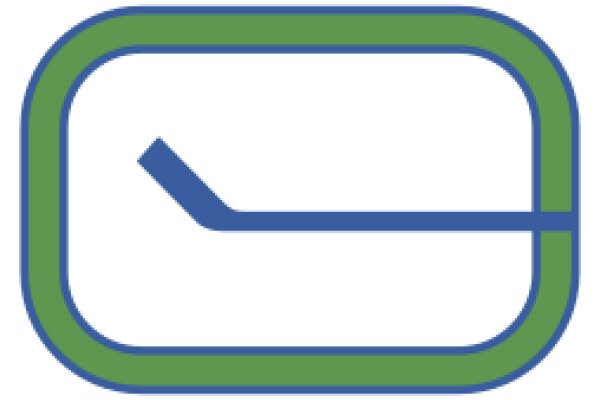 Stylized Hockey Stick Icon with Blue and Green Accents