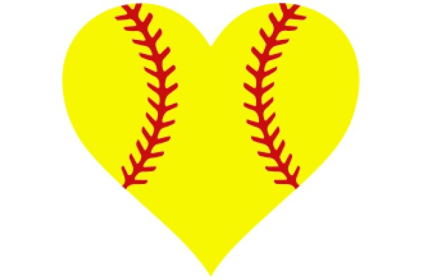 A Yellow Heart with Red Baseball Stitching