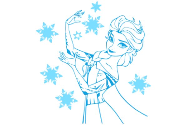 A Whimsical Winter Scene: A Snowflake-Themed Character Amidst a Snowy Backdrop