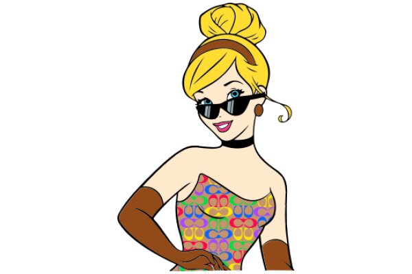 Stylish Cartoon Character: A Fashionable Female with a Chic Outfit and Sunglasses