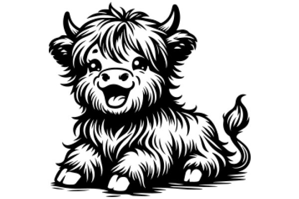 Adorable Illustration of a Happy, Furry Cow