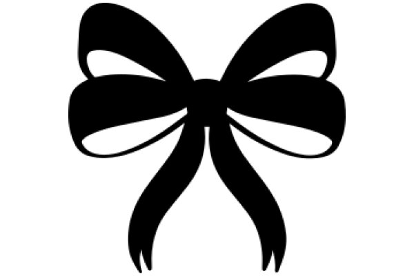 Stylized Black Bow on White Background